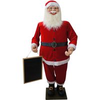 Christmas Time 58-In. Musical Santa Claus Holding a Chalkboard, Indoor Christmas Holiday Home Decor