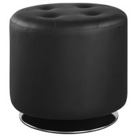 Bowman Round Upholstered Ottoman Black