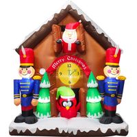 Fraser Hill Farm 6-Ft. Tall Prelit Santa Nutcracker Cuckoo Clock Inflatable with Music