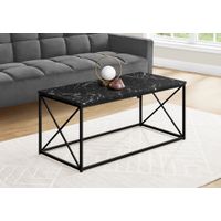 Coffee Table/ Accent/ Cocktail/ Rectangular/ Living Room/ 40"L/ Metal/ Laminate/ Black Marble Look/ Contemporary/ Modern