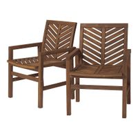 Walker Edison - Windsor Acacia Wood Patio Chairs Set of 2 - Dark Brown