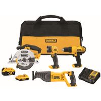 DeWalt - 20V MAX Cordless 4-Tool Combo Kit - Drill Circular Saw Recip Saw Worklight