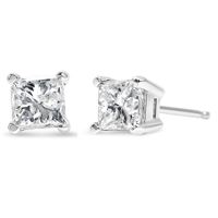 14K White Gold 1/3 Cttw Princess-Cut Squ...