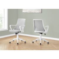 Office Chair/ Adjustable Height/ Swivel/ Ergonomic/ Armrests/ Computer Desk/ Work/ Metal/ Mesh/ White/ Grey/ Contemporary/ Modern