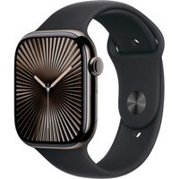 Apple Watch Series 10 (GPS+Cellular) 46mm Titanium Case with Black Sport Band - M/L - Slate