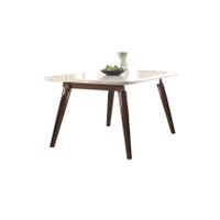 ACME Gasha Dining Table, White Natural Marble Top & Walnut