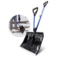 Shovelution 20-IN Poly Back-Saving Telescoping Snow Shovel, Color Box, Blue