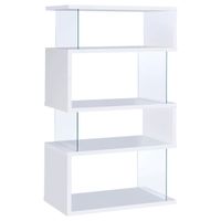 Emelle 4-tier Bookcase White and Clear