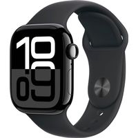 Apple Watch Series 10 (GPS+Cellular) 42mm Aluminum Case with Black Sport Band - S/M - Jet Black - (2024)