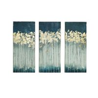 Midnight Forest Gold Foil Abstract 3-piece Canvas Wall Art Set