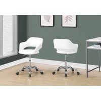 Office Chair/ Adjustable Height/ Swivel/ Ergonomic/ Armrests/ Computer Desk/ Work/ Metal/ Pu Leather Look/ White/ Chrome/ Contemporary/ Modern