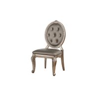 ACME Northville Side Chair (Set-2), Synthetic Leather & Antique Silver