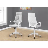 Office Chair/ Adjustable Height/ Swivel/ Ergonomic/ Armrests/ Computer Desk/ Work/ Metal/ Fabric/ White/ Grey/ Contemporary/ Modern