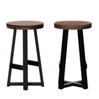 Walker Edison - Rustic Distressed Solid Wood Dining Stool (Set of 2) - Mahogany