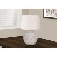 Lighting - 22"H Table Lamp Cream Concrete / Ivory Shade