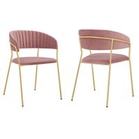 Nara Modern Pink Velvet and Gold Metal L...