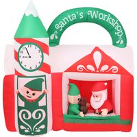 Christmas Time 7-Ft. Pre-Lit Inflatable Santa's Workshop Outdoor Christmas Decoration