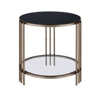 ACME Abisha End Table in Sintered Stone & Champagne Finish
