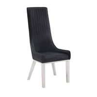 ACME Gianna Side Chair (Set-2), Black Synthetic Leather & Stainless Steel