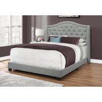 Bed - Queen Size / Grey Linen With Chrome Trim