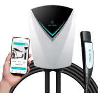 Lectron - Tesla Level 2 NEMA-1450 V-Box Pro App & Wi-Fi Compatible Electric Vehicle (EV) Charging Station-up to 48A- 16' - White