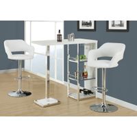 Bar Stool/ Swivel/ Bar Height/ Adjustable/ Metal/ Pu Leather Look/ White/ Chrome/ Contemporary/ Modern