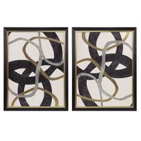 Moving Midas Gold Foil Abstract 2-piece Framed Canvas Wall Art Set