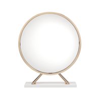 ACME Midriaks Mirror & Stool, Synthetic Leather, White & Gold Finish