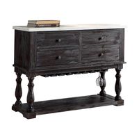 ACME Gerardo Server, White Natural Marble Top & Weathered Espresso