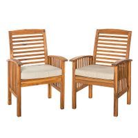 Walker Edison - Cypress Acacia Wood Patio Chairs Set of 2 - Brown