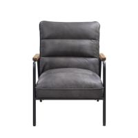 ACME Nignu Accent Chair, Gray Top Grain Leather & Matt Iron Finish