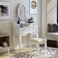 Traditional Wood 3-Piece Bedroom Vanity Set in White