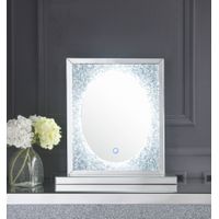 ACME Noralie Accent Mirror w/LED, Mirrored & Faux Diamonds