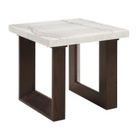 ACME Edwyn End Table w/Marble Top in Natural Marble Top & Espresso Finish