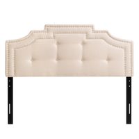CorLiving Aspen Crown Silhouette Headboard with Button Tufting - Full/Double - Cream