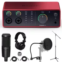 Focusrite Scarlett 4i4 4th Gen USB Interface with Software Suite, Bundle with AT2020 Microphone, TAPH100 Headphones and Mic Stand