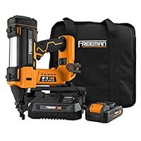 Freeman PE20VFN64 20 Volt Cordless 16-Gauge 2-1/2" Straight Finish Nailer Kit with Lithium Ion Battery, Charger, Bag, and Nails (200 Count) – 1300 Shots per Charge