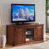 Oak Wood/Glass 50-inch Leaded TV Stand