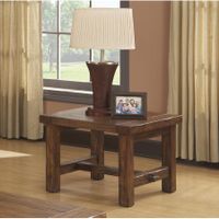 Copper Grove Pangai Pine Square End Table - Distressed Finish - 3 and 4 Legs - Wood - Weathered - End Tables - Pine/Veneer - Trunk - Assembled - Brown - Traditional - Square - Wood