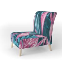Designart "Handdrawn Tropical Flowers" Upholstered Mid-Century Accent Chair - Arm Chair - Slipper Chair