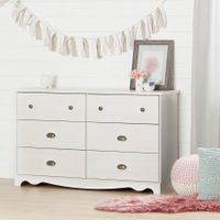 South Shore Caravell 6-Drawer Double Dresser, White Wash