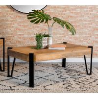 Coaster Furniture Winston Natural and Matte Black Rectangular Top Coffee Table - Wood - Natural and Matte Black