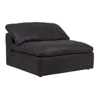 Aurelle Home Corbin Modern Modular Sectional Piece - Slipper Chair - Nubuck Leather Black
