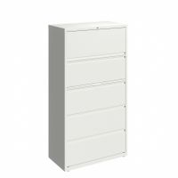 Hirsh 36-in Wide HL10000 Series 5 Drawer Lateral File Cabinet with Posting Shelf and Roll-Out Binder Storage, White - Legal - White