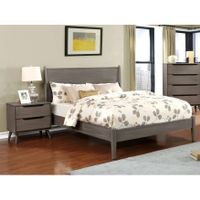 Furniture of America Corrine Grey Mid-century Modern 2-piece Bed and Nightstand Set - California King