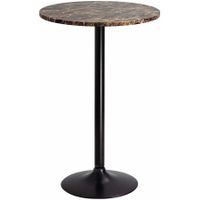 Homall Bistro Pub Table Round Bar Height Cocktail Table Metal Base MDF Top Obsidian Table with Black Leg 23.8inch Top - Walnut