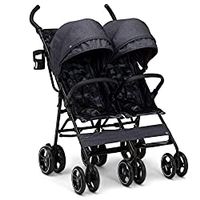 babyGap Classic Side-by-Side Double Stroller - Lightweight Double Stroller with Recline, Extendable Sun Visors & Compact Fold - Made with Sustainable Materials, Black Camo