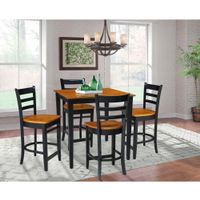 36" x 36" Counter Height Table with 4 Stools - 5 Piece Set - Black / Cherry