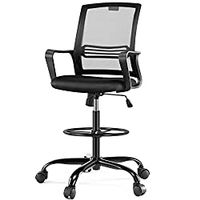 Drafting Chair - Tall Standing Office Desk Chair with Adjustable Foot Ring, Chair with Ergonomic Lumbar Support, Adjustable Height, Breathable Mesh