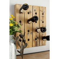 Brown Wood Rustic Farmhouse Wall Peg Wine Rack Collection - 21 x 4 x 25